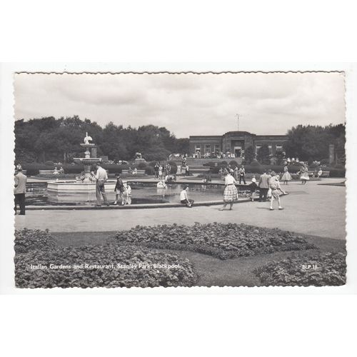 Italian Gardens & Restaurant Stanley Park Blackpool Postcard RP
