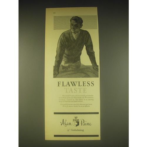 1962 Alan Paine V-Neck Pullover Ad - Flawless Taste
