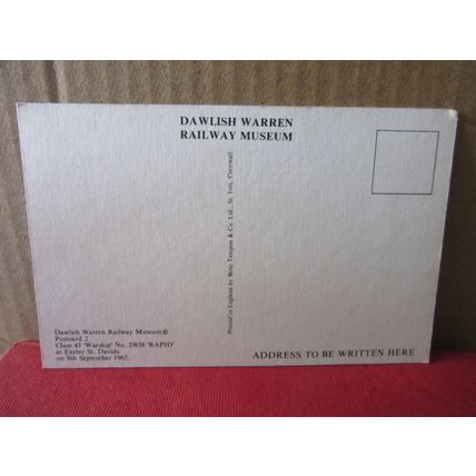 EXETER. Warship 'RAPID' D838 / 1967 unused postcard Dawlish Warren museum no 2 =