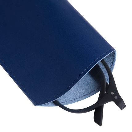 Regular Size Soft Faux Leather Reading Glasses Spectacle Case (Navy)