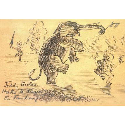 Indian Elephant Learns To Dance Dancing Rare Painting Postcard
