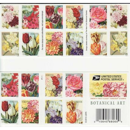 Botanical Art Booklet Pane of 20 - Postage Stamps Scott 5051c