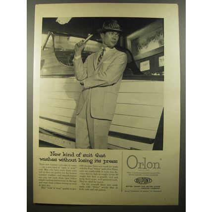 1954 Du Pont Orlon Suit Ad - New suit that washes without losing its press