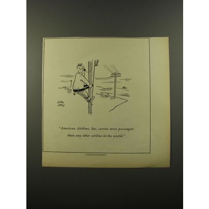 1954 American Airlines Ad - Telephone Lineman Cartoon