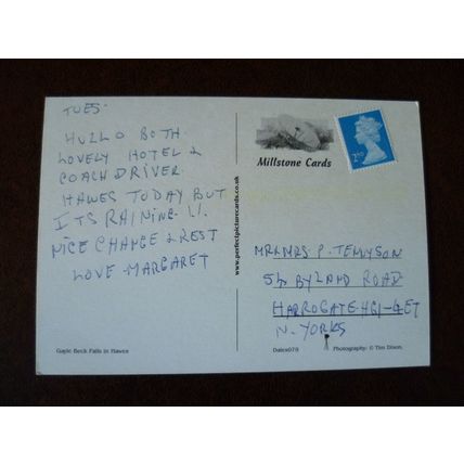 GB Yorkshire Hawes Gayle Beck Falls used Millstone postcard security machinstamp