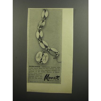 1956 Monet Jewelry Ad - Serenade