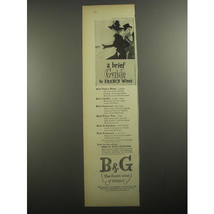 1956 B&G Barton & Guestier Wine Ad - A brief Guide to French Wines