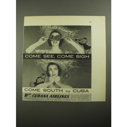 1956 Cubana Airlines Ad - Come see, come sigh come South to Cuba