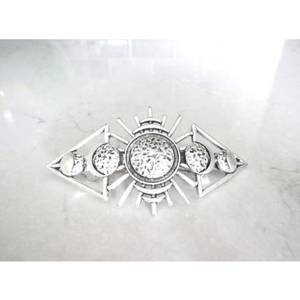 Long silver metal celtic viking nordic metal filigree hair clip barrette
