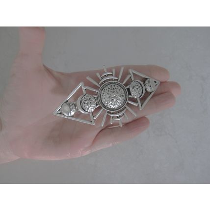 Long silver metal celtic viking nordic metal filigree hair clip barrette