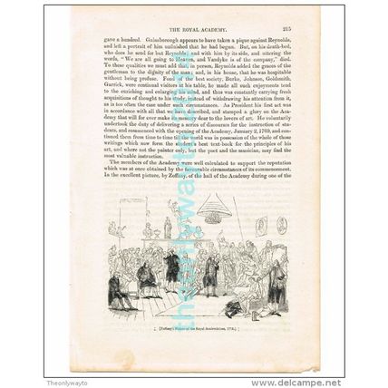 ZOFFANYS ROYAL ACADEMICIANS 1773, ENGLAND, BOOK ILLUSTRATION/PRINT, 1842