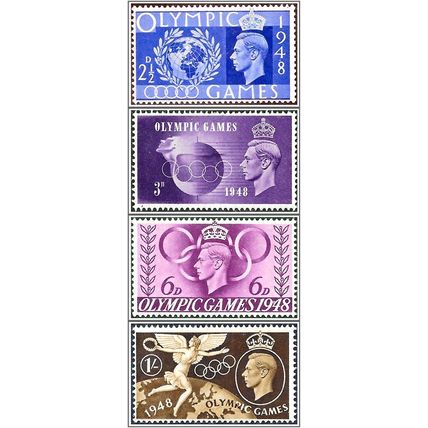 KGVI SG495-498 1948 Olympic Games Stamp Set Very Light Mounted Mint hrd2a
