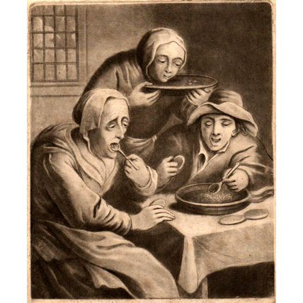 GRAY PEAS AND BACON 1790s Carington Bowles ANTIQUE MEZZOTINT