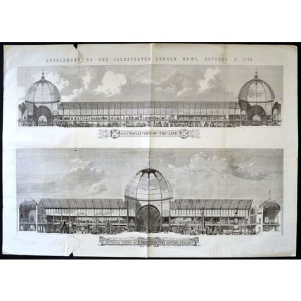 INTERNATIONAL EXHIBITION SECTIONAL VIEWS 1862 VICTORIAN ENGRAVING