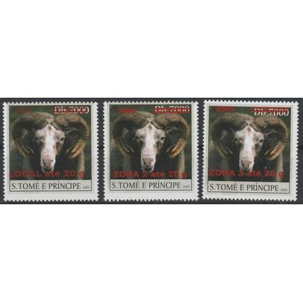 Sao Tomé & Principe 2008 / 2009 Mi. 3998 - 4004 mouton Schaf sheep Faune 3 val.
