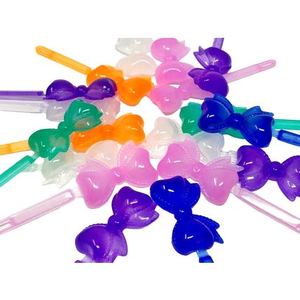 TARA GIRLS TRANSPARENT COLOR SELF HNGE BOW HAIR BARRETTES - 18 PCS. (08545)