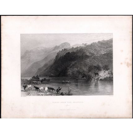 FERRY OVER THE ORONTES 1842 Joseph Wilson Lowry ANTIQUE ENGRAVING