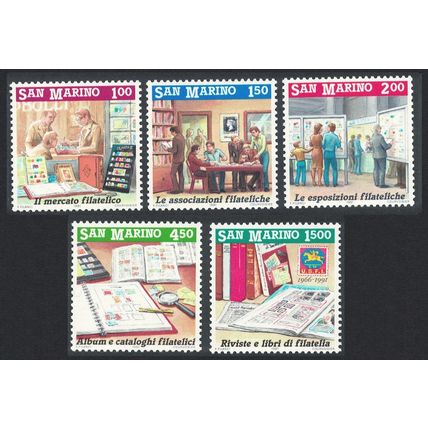 San Marino World of Stamps 3rd series 5v 1991 MNH SG#1393-1397
