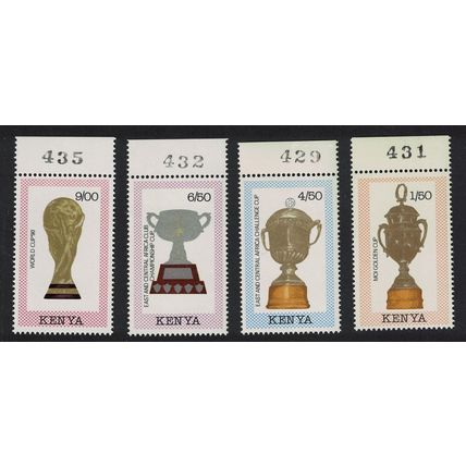 Kenya World Cup Football Trophies 4v Margins Numbers 1990 MNH SG#530-533