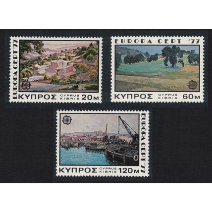 Cyprus Landscapes Europa Paintings 3v 1977 MNH SG#482-484 Sc#475-477
