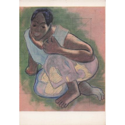 Paul Gauguin Tahitian Girl Crouching French Painting Postcard