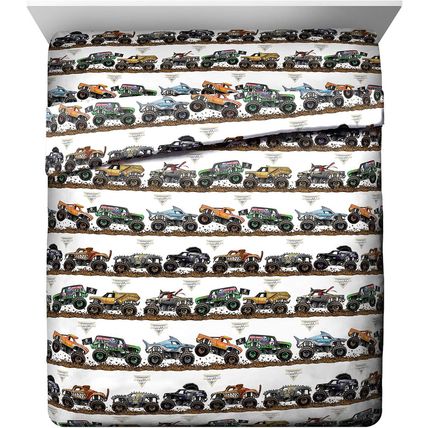 Jay Franco Monster Jam Tracks Queen Sheet Set - 4 Piece Set Super Soft and Cozy