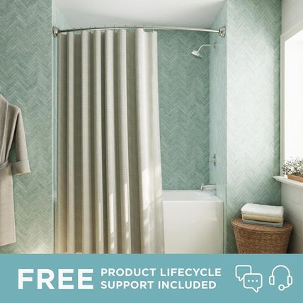 Zenna Home Rustproof Curved Shower Curtain Rod, No Drill Adjustable Curved Tensi