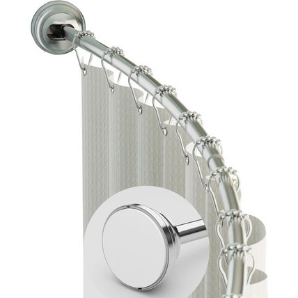 Zenna Home Rustproof Curved Shower Curtain Rod, No Drill Adjustable Curved Tensi