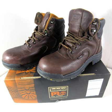 Timberland Pro Titan 6" Safety Toe Work Boots Dark Mocha Leather Size 6.5 Womens