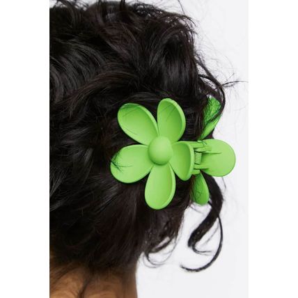 Green Flower Hair Claw Clip