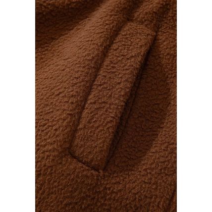 Brown Half Zip Fleece Pullover Sweatshirt