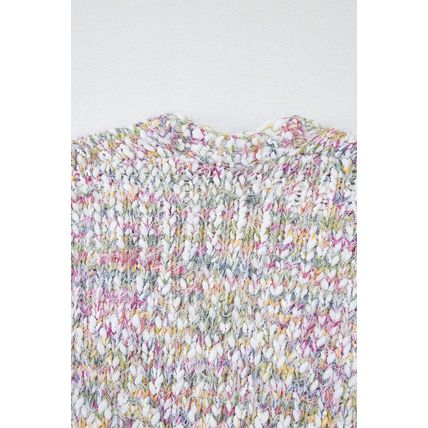 Yellow Multicolor Confetti Open Front Knit Cardigan