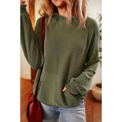Jungle Green Twisted Rib Texture Solid Hoodie