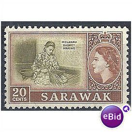 Sarawak 1957 SG196 20c Olive & Brown Mounted Mint