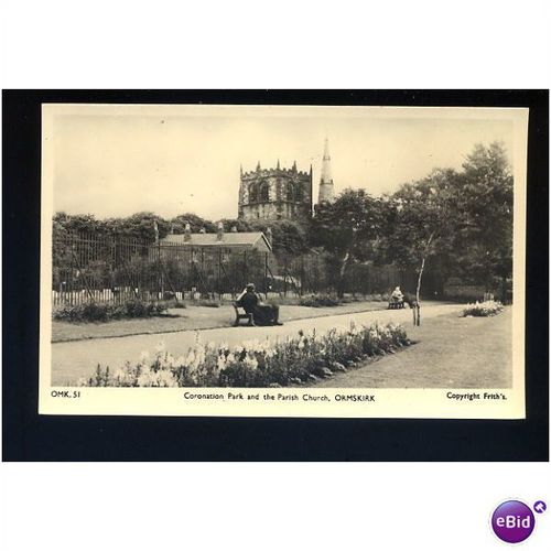 Lancashire ORMSKIRK Coronation Park & Parish Church Postcard by Frith (OMK.51)