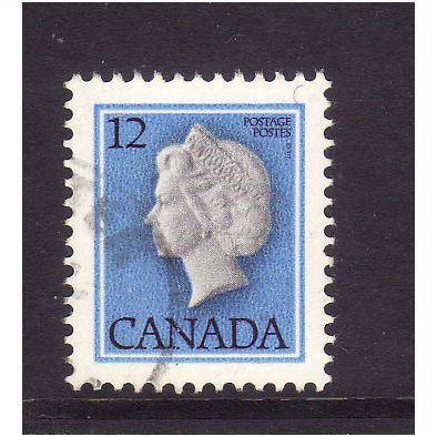CANADA 1977 12c BLACK , GREY & COBALT SG 867 FINE USED #2