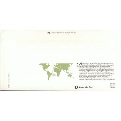Australia FDC 1988 - SG 1077-1081 - The First Fleet at Rio De Janeiro