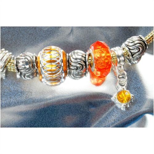 Fully Loaded Gold Plated Bracelet Disco Ball Charm Euro Beads Jewellery 1983