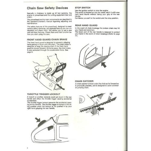 Operator's Safety Manual Husqvarna Chain Saws 101 87 34-96 Rev. 3-03/25/93