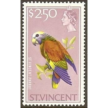 St Vincent 1965 $2.50 Amazon Parrot Mounted Mint MM SG 244 Sc 239 postage stamp