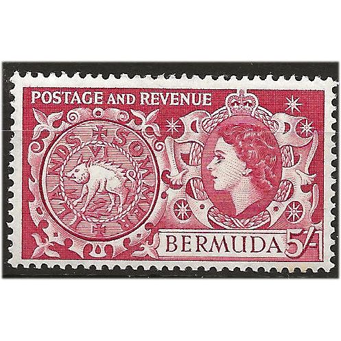 Bermuda 1953 SG148 5/- Carmine Mounted Mint . ..