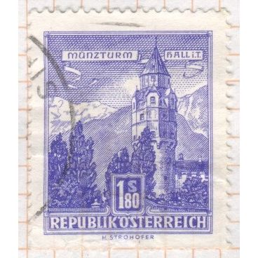 Austria 1960 - 1s.80 blue - Munzturm Hall - used 4