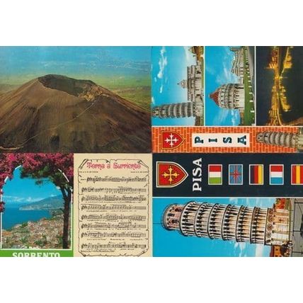 Mount Vesuvius Volcano Sorrento Song Leaning Tower Of Pisa 4 Italian Postcard s