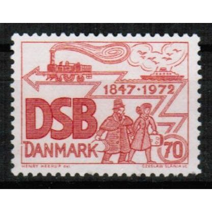 1972 Denmark Sc# 491 Mint NH - Danish Railways, 70 ore