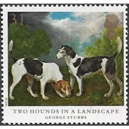 GB QEII 1991 Dogs 31p Two Hounds in A Landscape Unmounted Mint MNH SG 1533 stamp