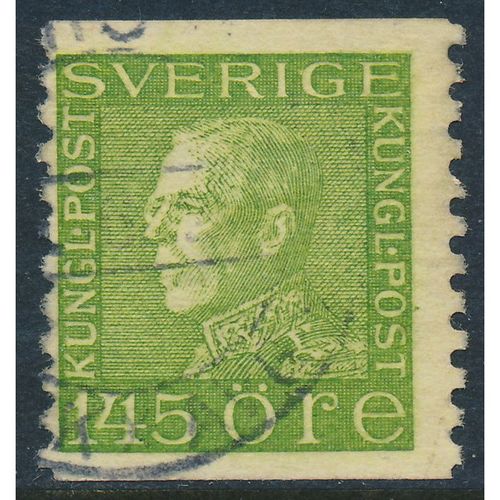 Sweden Facit 195/Scott 188, 145ö yellow-green Gustav V, Fine used stamp