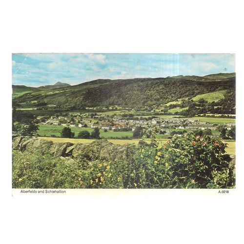 ABERFELDY AND SCHIEHALLION, SCOTLAND used postcard c.1989 =