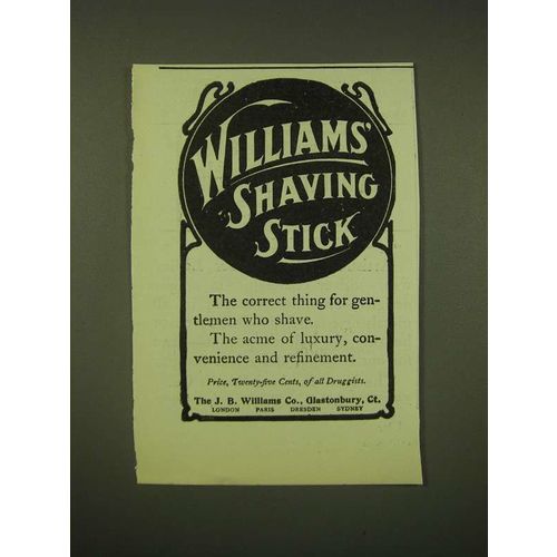 1902 Williams' Shaving Stick Ad - Williams' Shaving stick the correct thing