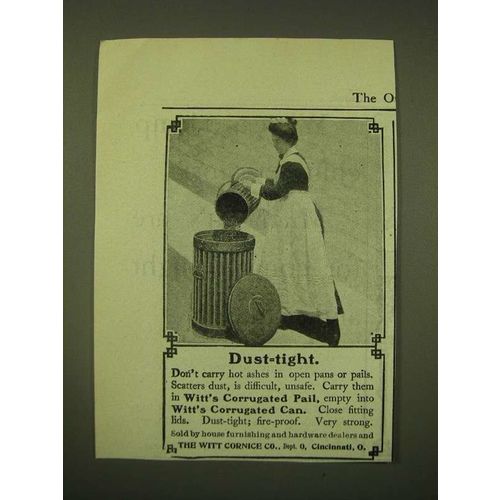 1902 Witt Cornice Corrugated Pail and Witt's Corrugated Can Ad - Dust-Tight