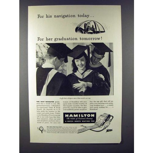 1943 Hamilton Watch Ad - For His Navigation Today!